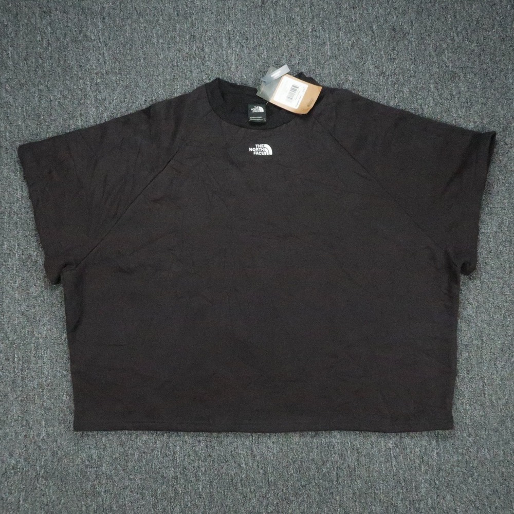 The North Face Shirt Womens XXL Black Felted Fleece SS Crew Short Sleeve Crop